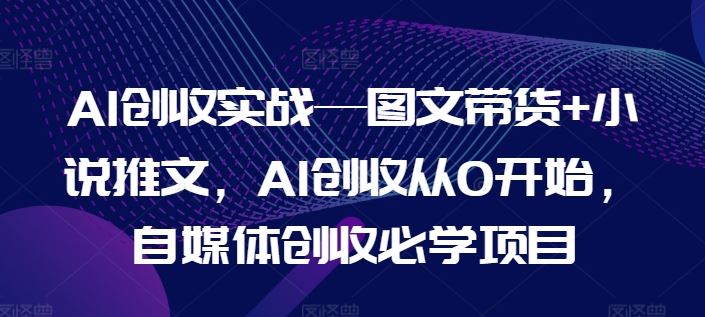 AI创收实战—图文带货+小说推文，AI创收从0开始，自媒体创收必学项目-轻创淘金网