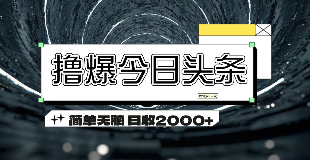 （11665期）撸爆今日头条 简单无脑操作 日收2000+-轻创淘金网