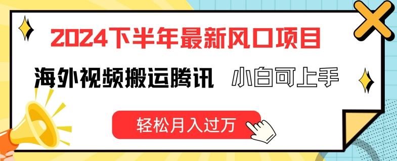 2024下半年最新风口项自，海外视频搬运腾讯，小白可上手，轻松月入过万【揭秘】-轻创淘金网