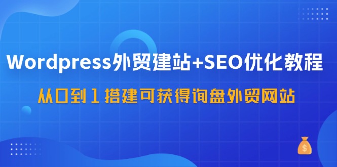 WordPress外贸建站+SEO优化教程，从0到1搭建可获得询盘外贸网站（57节课）-轻创淘金网