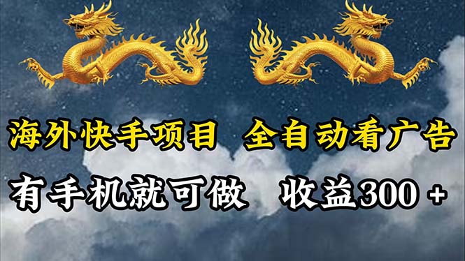 （12175期）海外快手项目，利用工具全自动看广告，每天轻松 300+-轻创淘金网