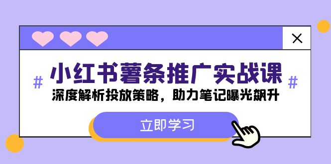 小红书-薯条推广实战课：深度解析投放策略，助力笔记曝光飙升-轻创淘金网