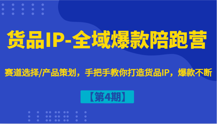 货品IP-全域爆款陪跑营【第4期】赛道选择/产品策划，手把手教你打造货品IP，爆款不断-轻创淘金网