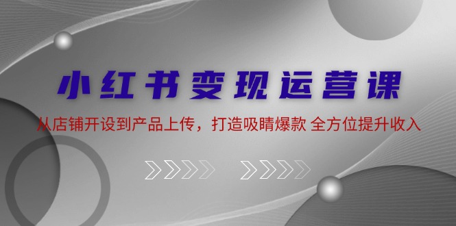 小红书变现运营课：从店铺开设到产品上传，打造吸睛爆款 全方位提升收入-轻创淘金网