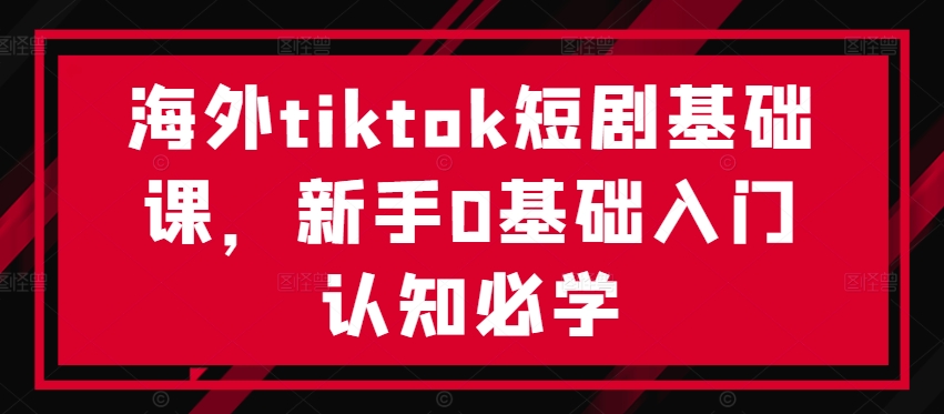 海外tiktok短剧基础课，新手0基础入门认知必学-轻创淘金网