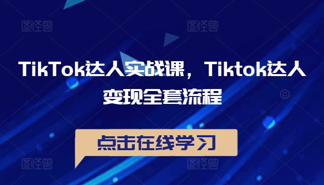 TikTok达人实战课，Tiktok达人变现全套流程-轻创淘金网