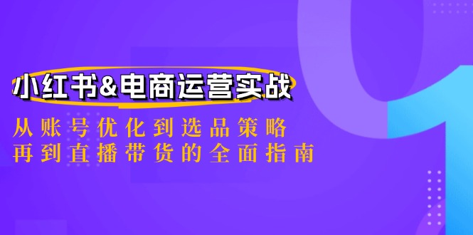 小红书&电商运营实战：从账号优化到选品策略，再到直播带货的全面指南-轻创淘金网