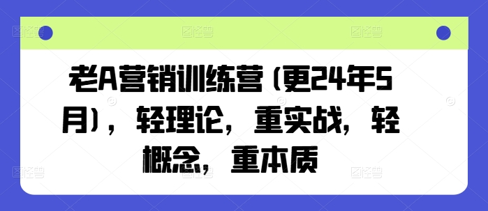 老A营销训练营(更24年9月)，轻理论，重实战，轻概念，重本质-轻创淘金网